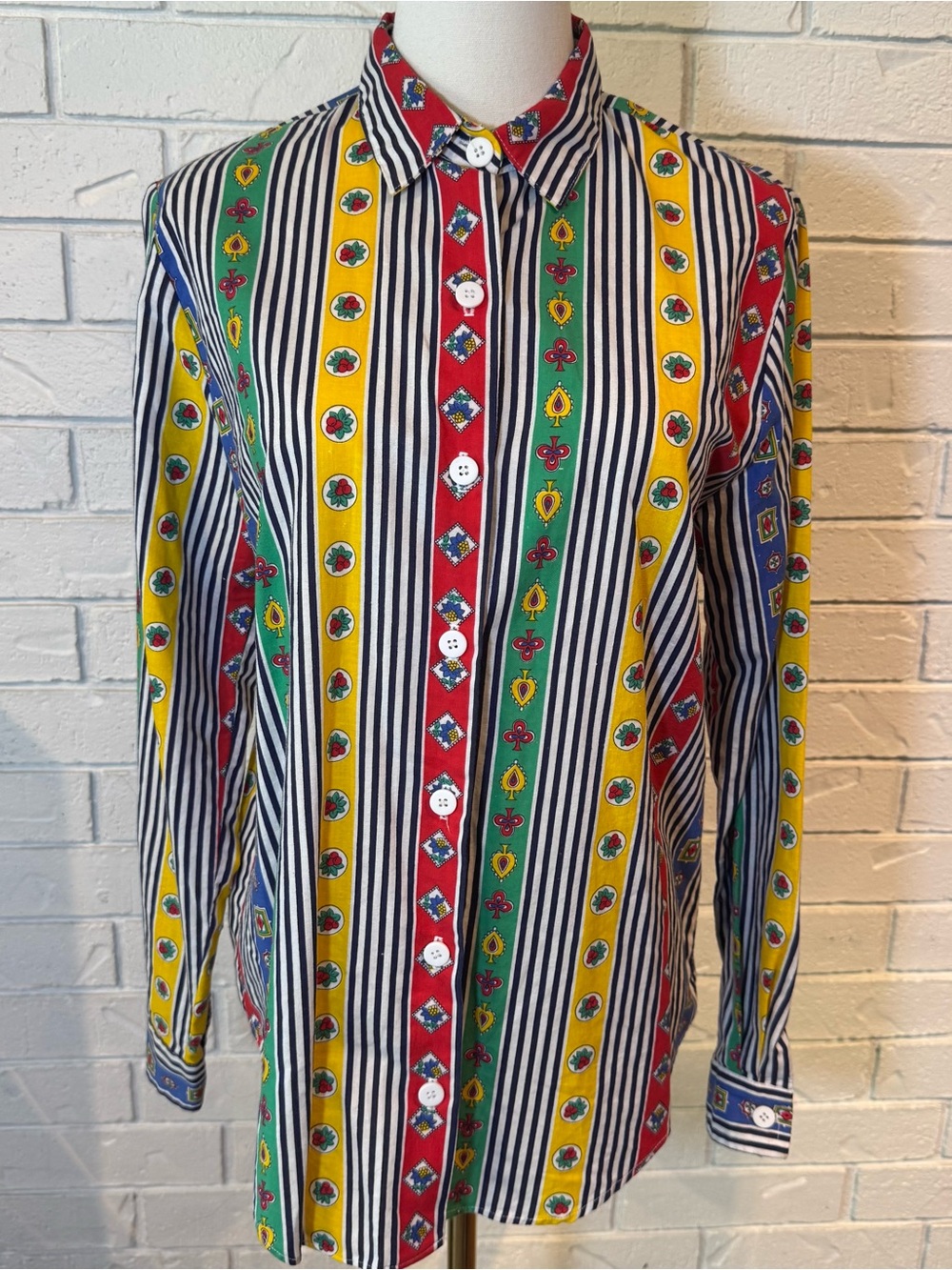 Vintage 80s 90s Willow Ridge Colorful Buttondown Shirt Womens M